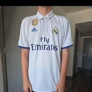 Adidas Real Madrid White Jersey with Navy Details